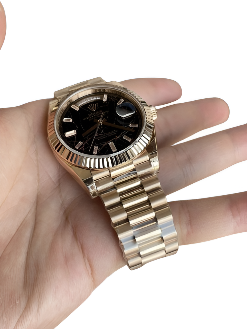 Rolex Day-Date Rose Gold Black Dial Watch