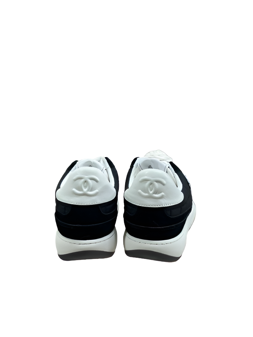 CHANEL Men's Quilted Black & White Sneakers