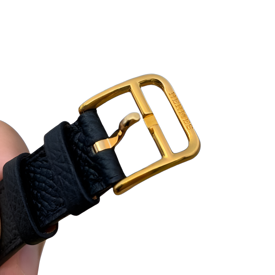 HERMÈS Gold-Plated Navy Leather Watch