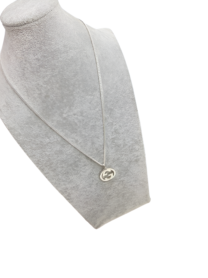 Gucci Silver Interlocking GG Pendant Necklace