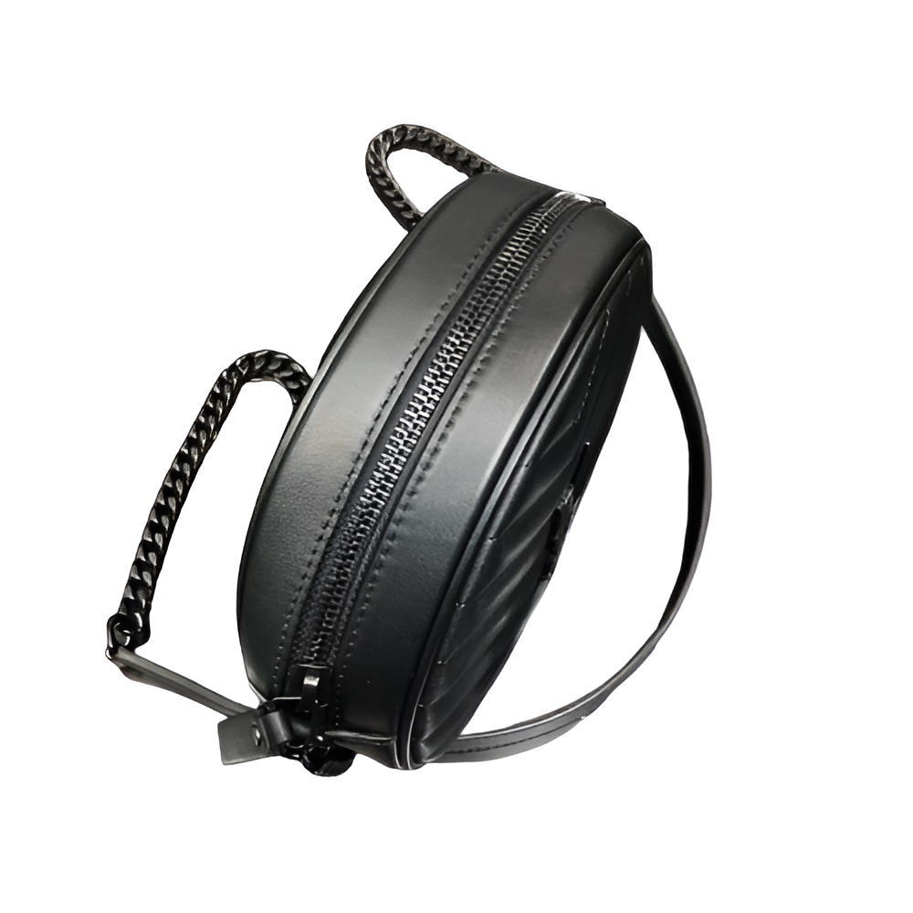 YSL Black Quilted Round Crossbody Bag