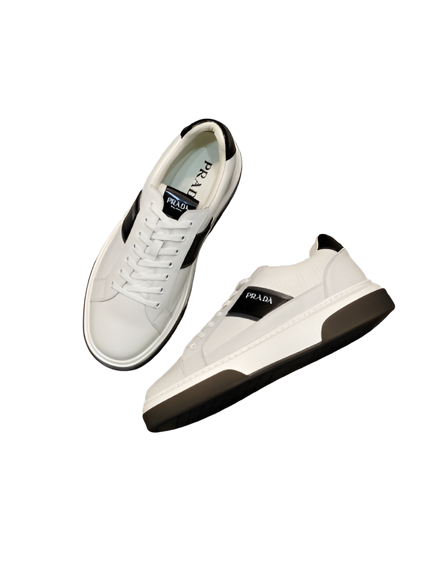 PRADA Men's White & Black Luxe Sneakers