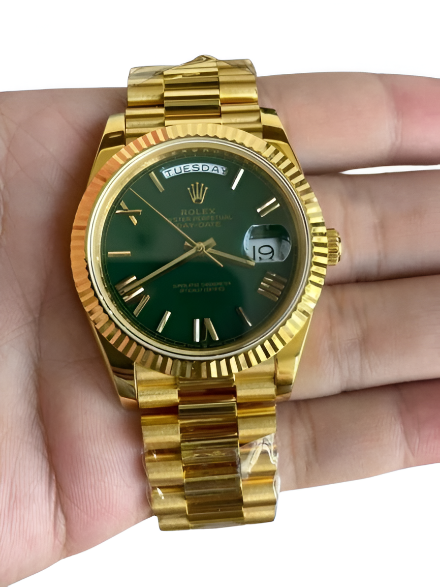 Rolex Day-Date Yellow Gold Green Dial Watch