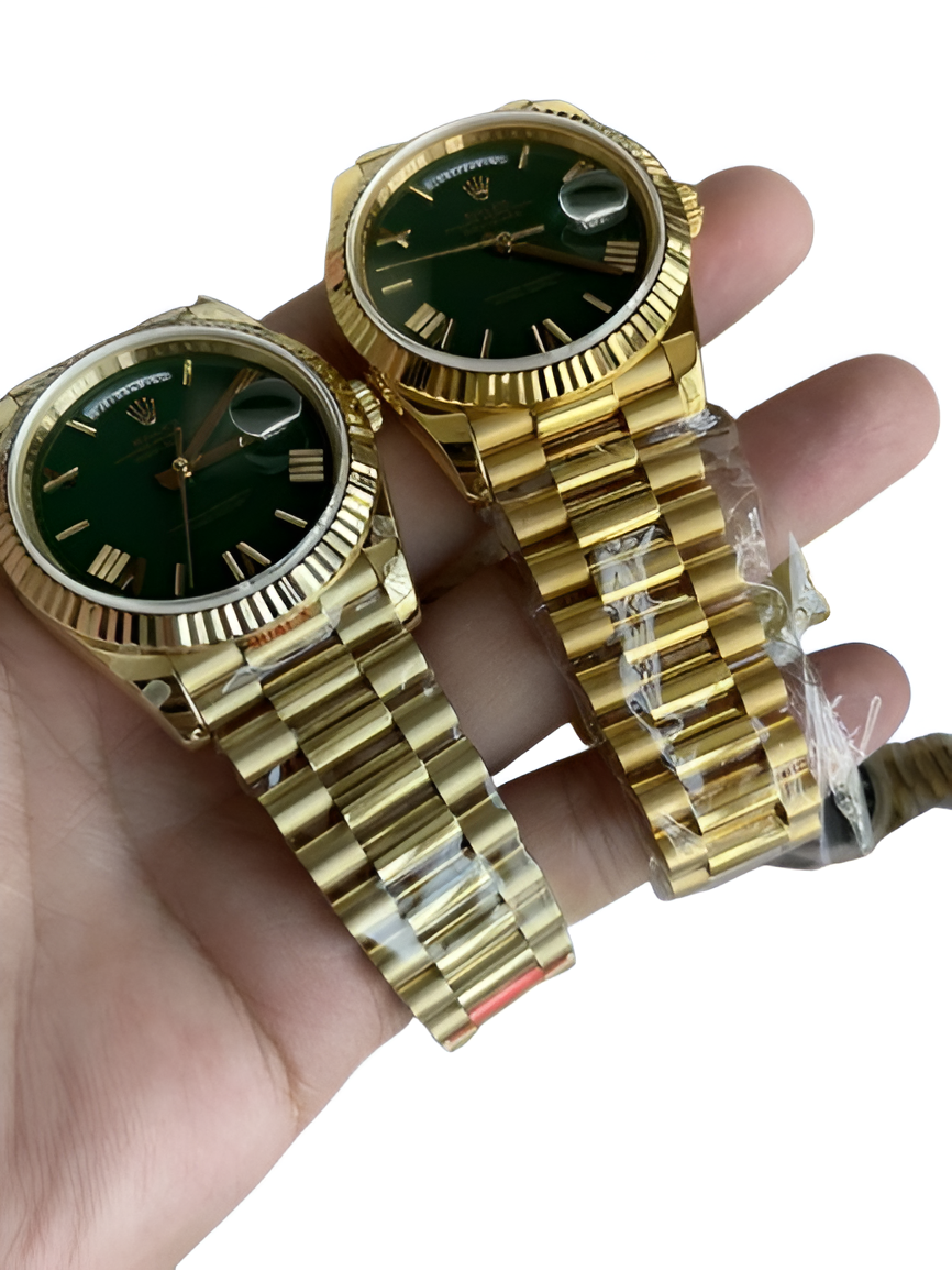 Rolex Day-Date Yellow Gold Green Dial Watch