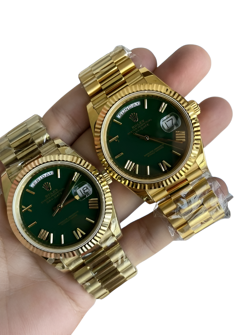 Rolex Day-Date Yellow Gold Green Dial Watch