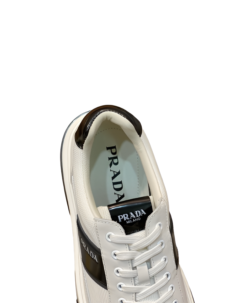 PRADA Men's White & Black Luxe Sneakers