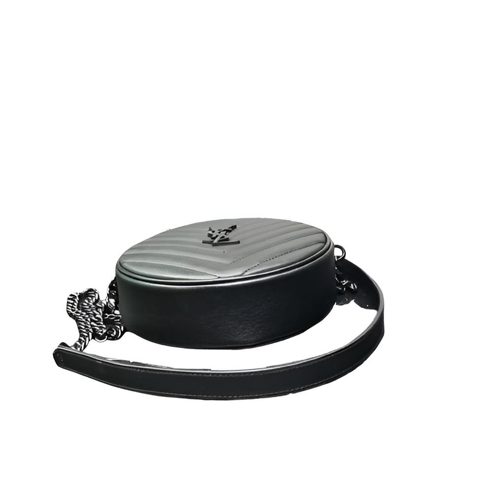 YSL Black Quilted Round Crossbody Bag