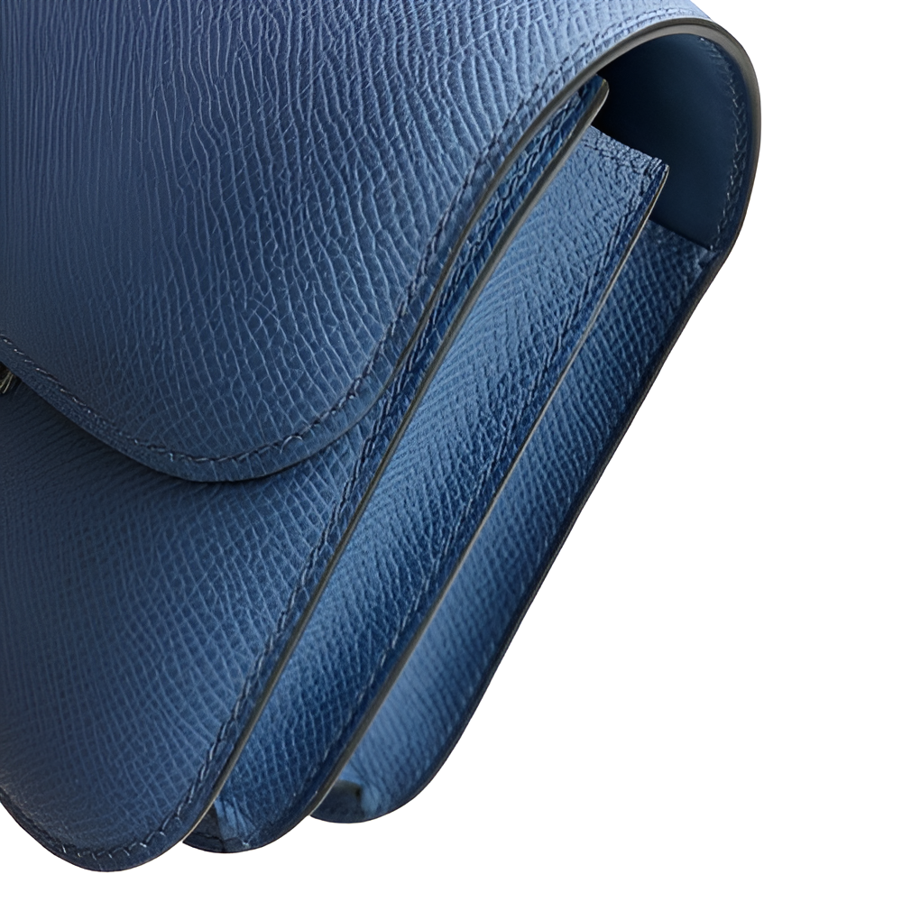 Hermes Deep Blue Leather Crossbody Bag with Silver Buckle