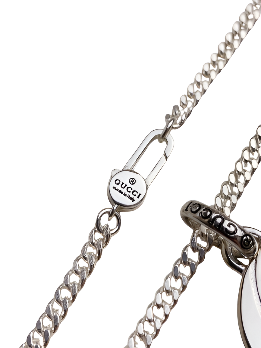 Gucci Silver Interlocking GG Pendant Necklace
