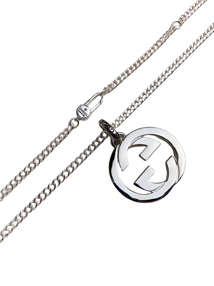 Gucci Silver Interlocking GG Pendant Necklace