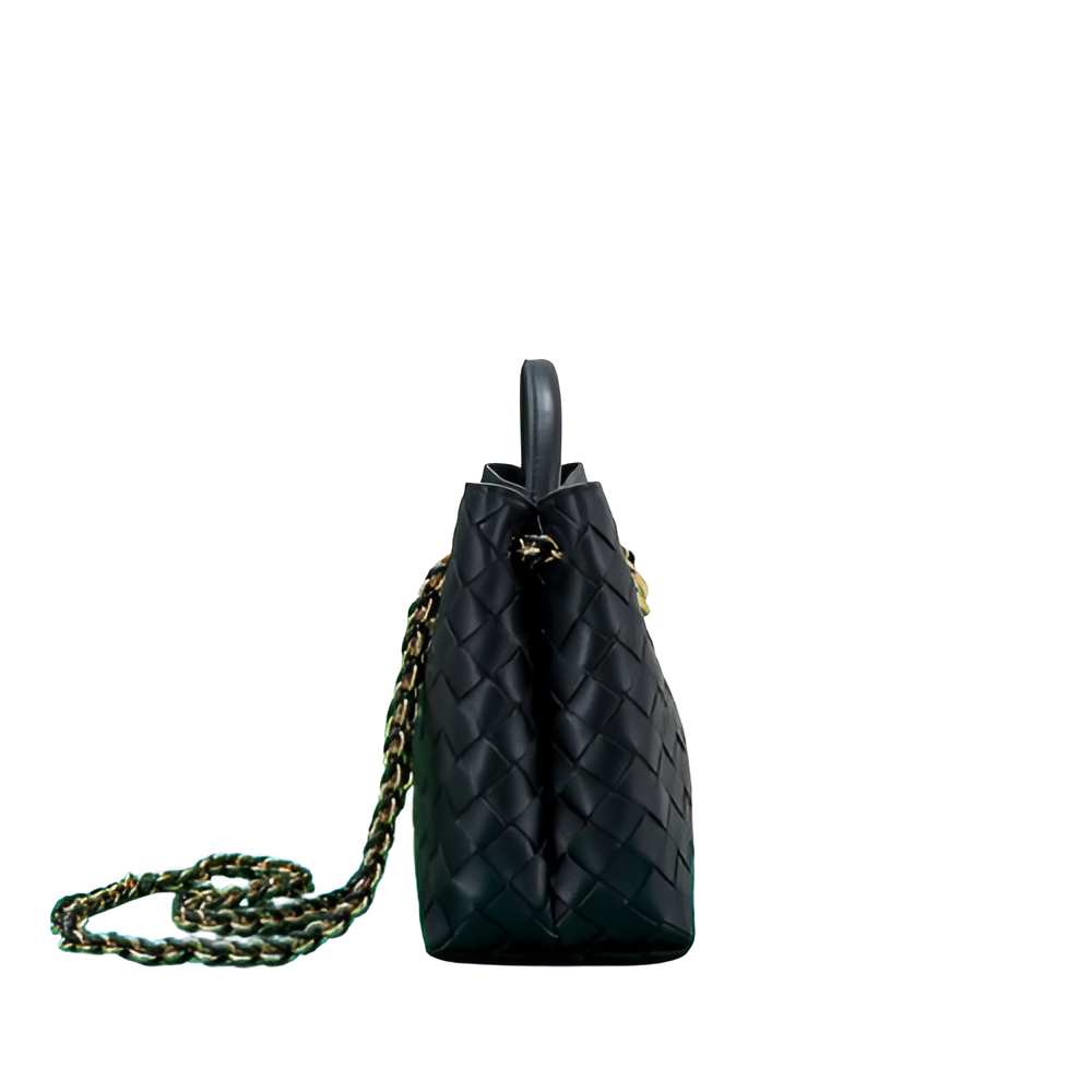 Bottega Black Woven Leather Chain Bag
