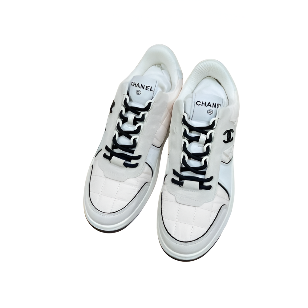 CHANEL Women's Quilted White Sneakers
