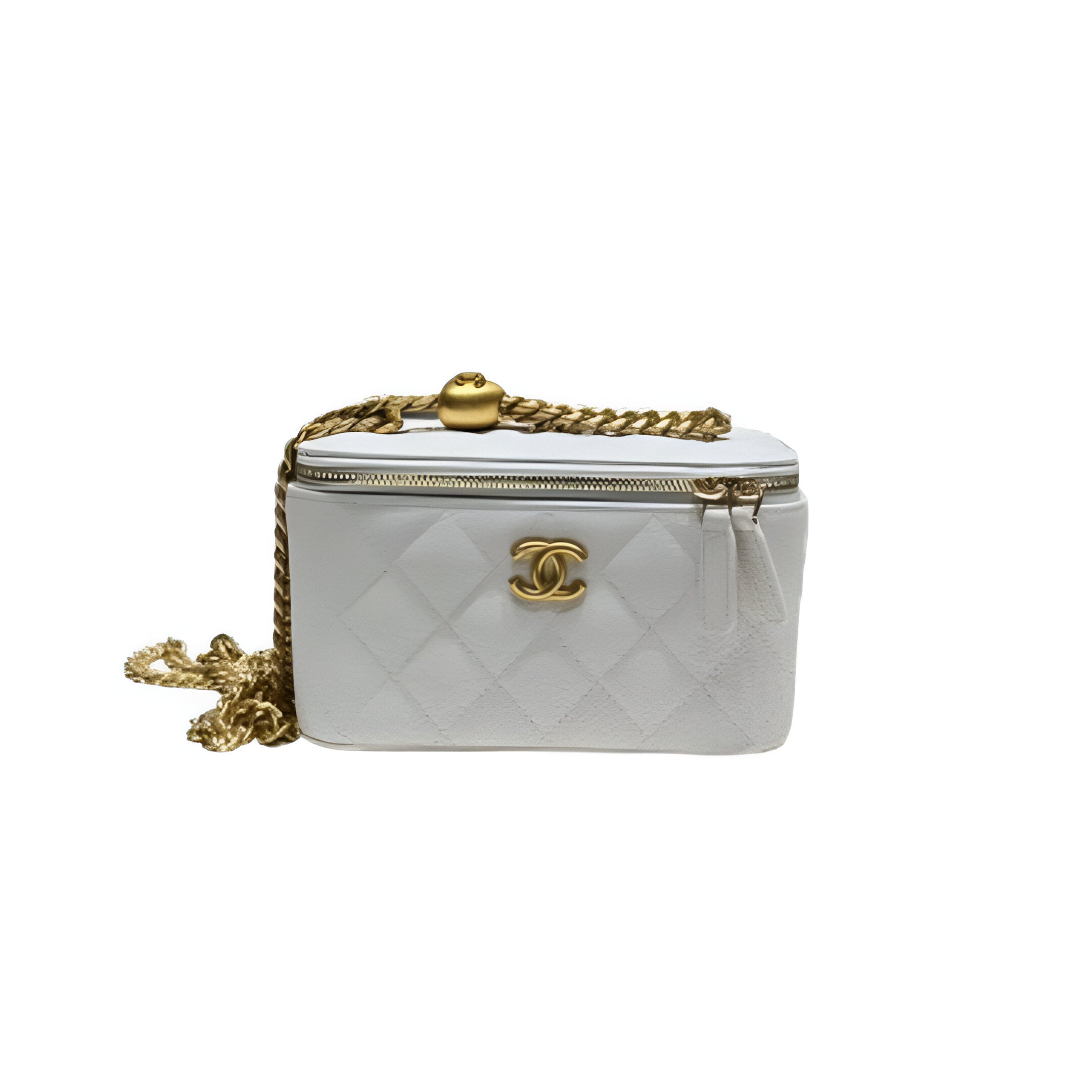 Chanel-Inspired White Quilted Mini Camera Bag