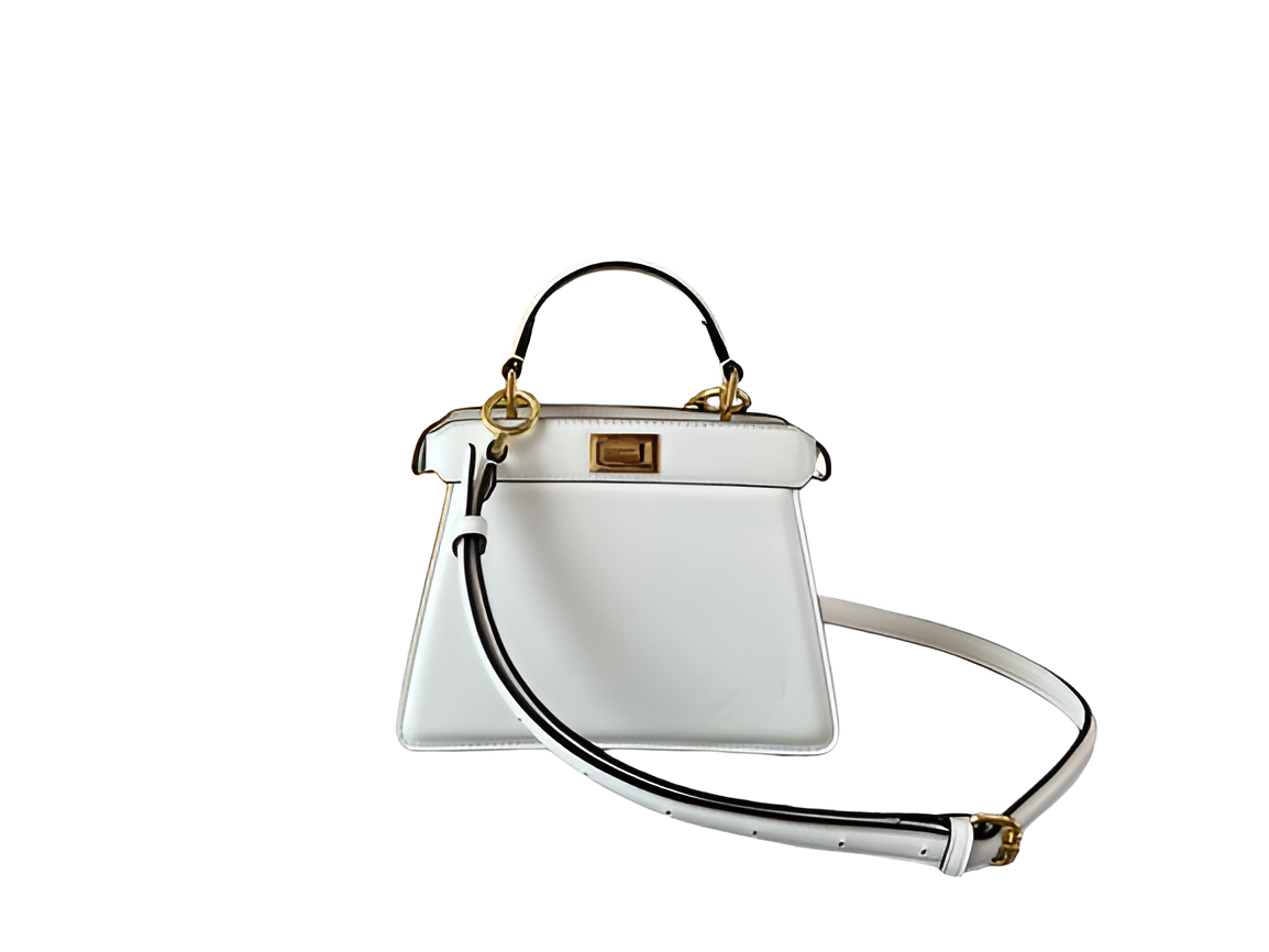 Fendi White Leather Top Handle Bag