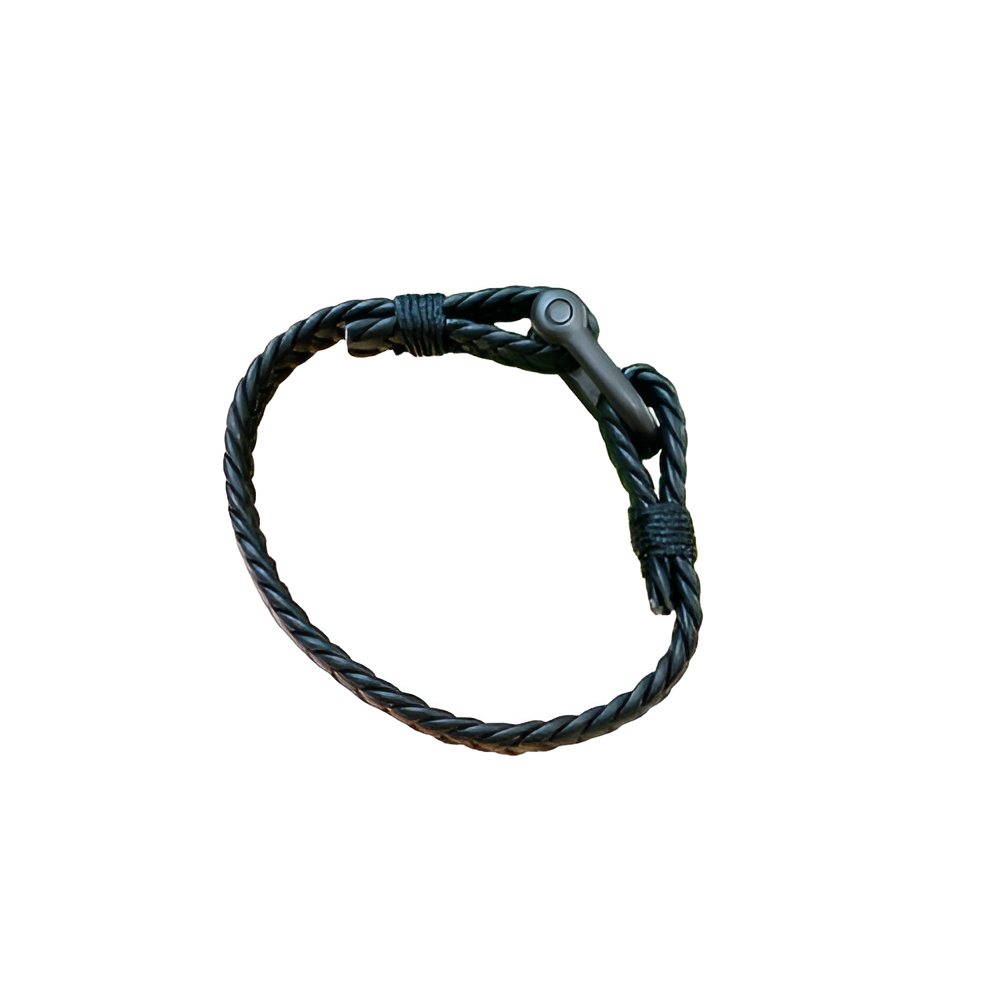 GUCCI Black Braided Leather Men's Bracelet