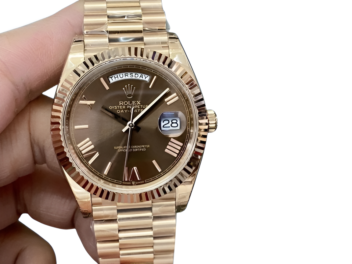 Rolex Day-Date Rose Gold Chocolate Dial Watch