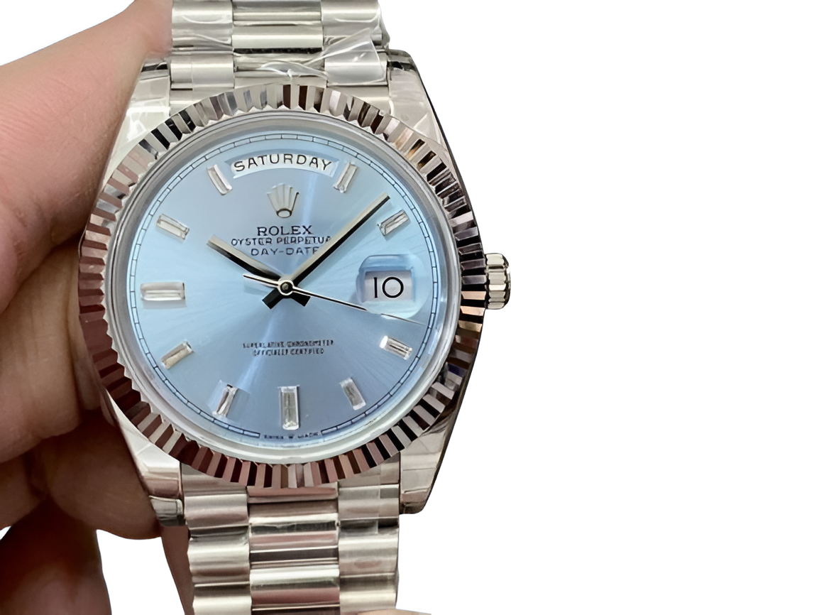 Rolex Day-Date Platinum Ice Blue Dial Watch
