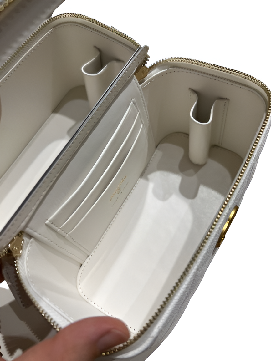 Chanel-Inspired White Quilted Mini Camera Bag