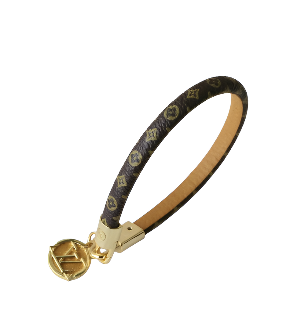 Louis Vuitton Monogram Leather & Gold Medallion Bracelet