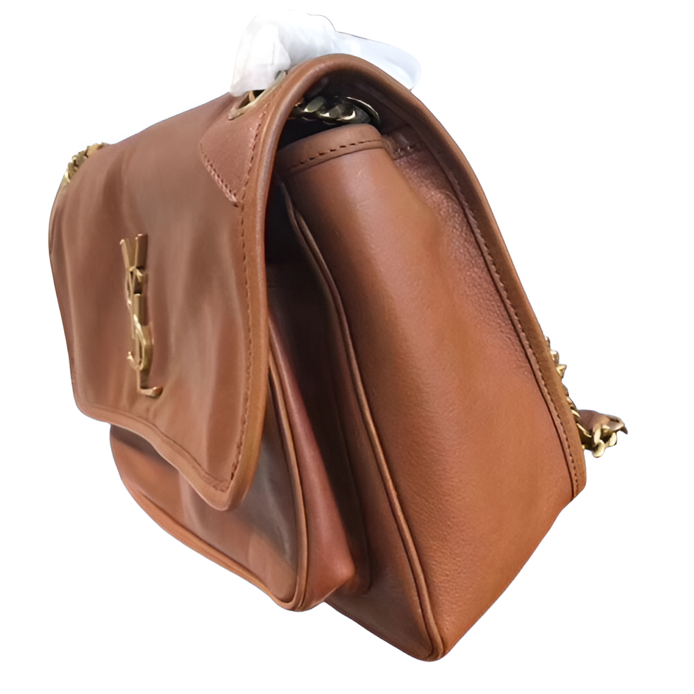 YSL Brown Leather Flap Shoulder Bag
