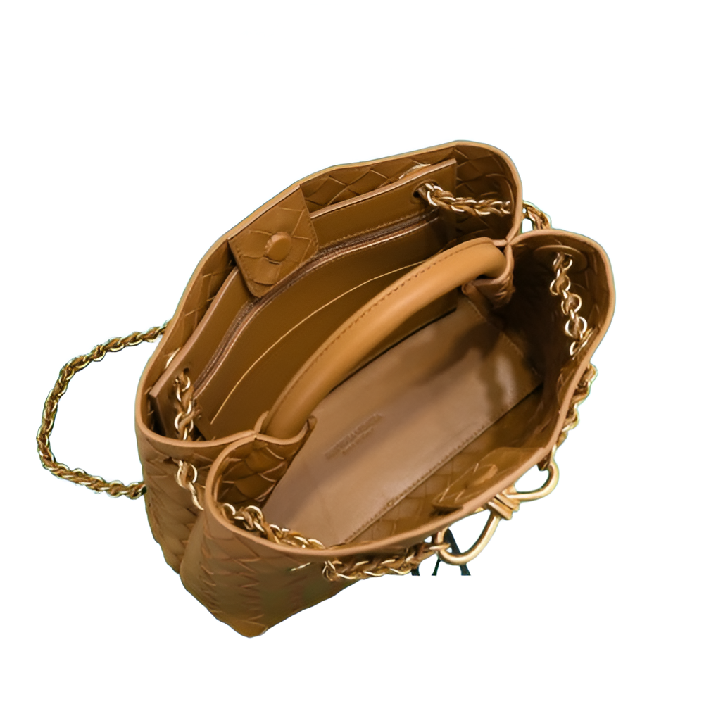 Bottega Tan Woven Leather Chain Bag
