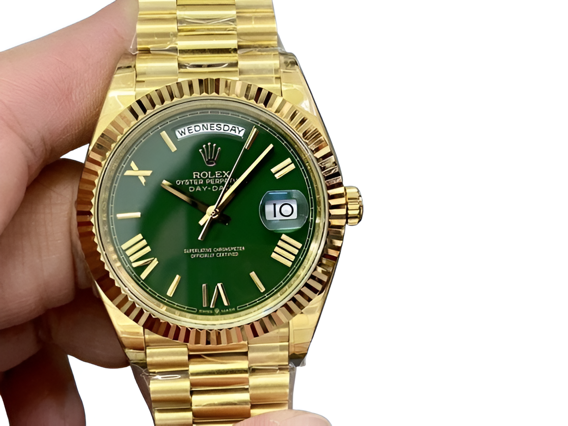 Rolex Day-Date Yellow Gold Green Dial Watch