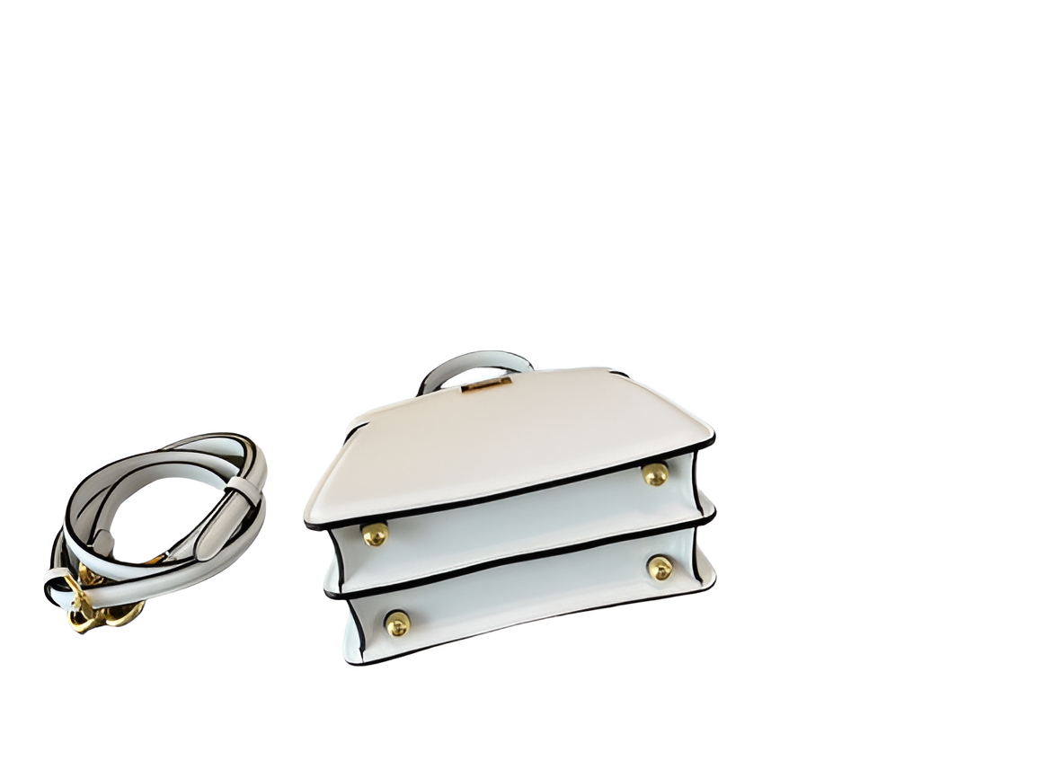 Fendi White Leather Top Handle Bag