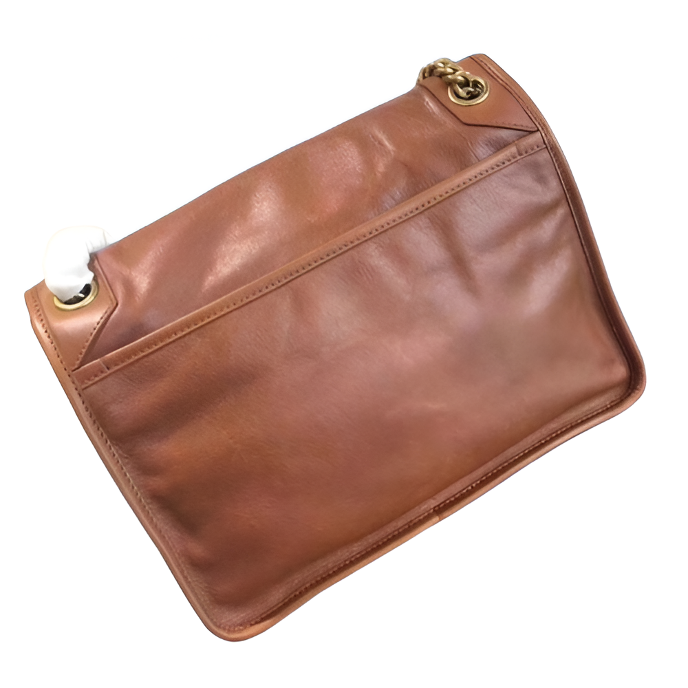 YSL Brown Leather Flap Shoulder Bag