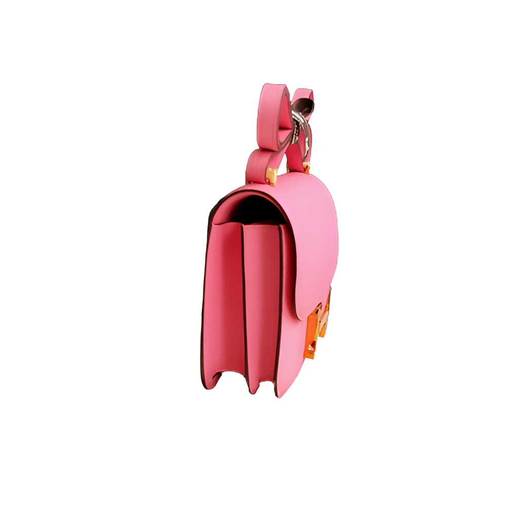 Hermes Pink Leather Crossbody Bag with Gold Buckle