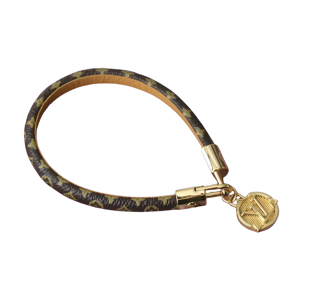 Louis Vuitton Monogram Leather & Gold Medallion Bracelet