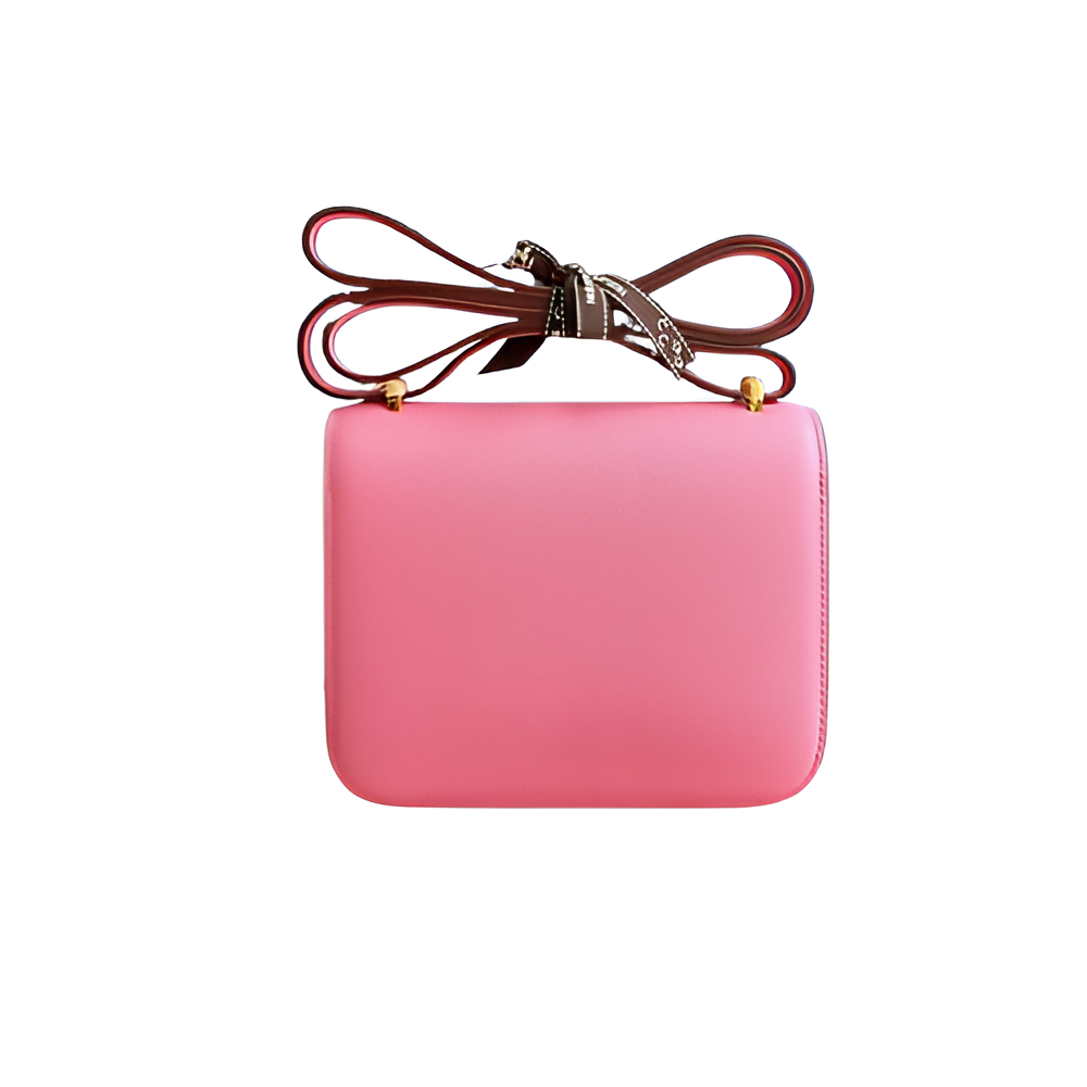 Hermes Pink Leather Crossbody Bag with Gold Buckle