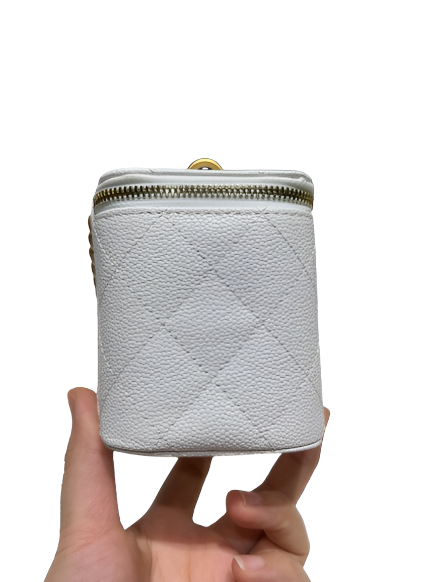 Chanel-Inspired White Quilted Mini Camera Bag