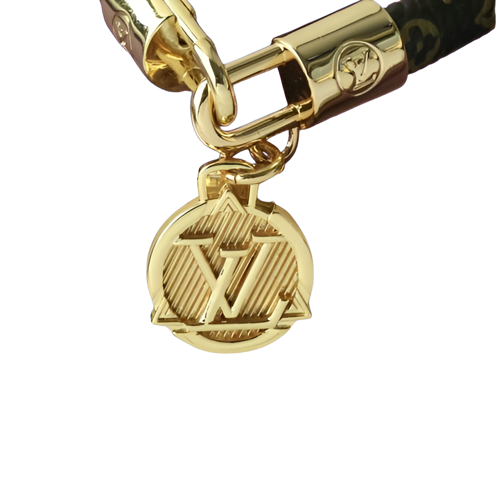 Louis Vuitton Monogram Leather & Gold Medallion Bracelet