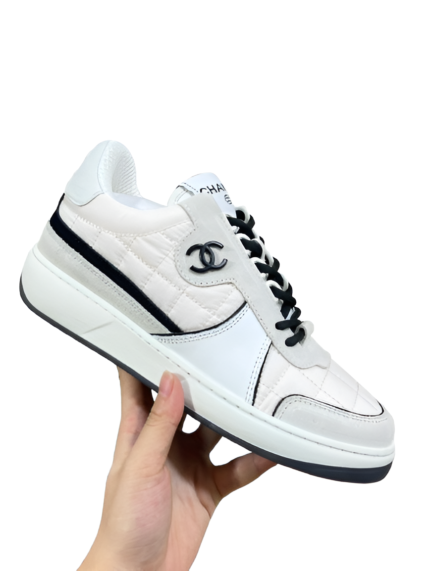 CHANEL Women's Quilted White Sneakers