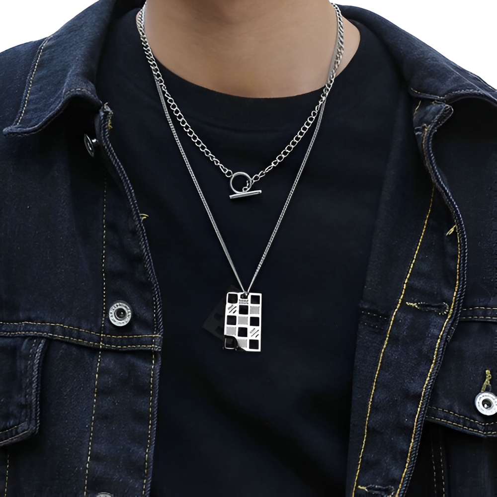 Louis Vuitton Geometric Pendant Necklace Set for Men