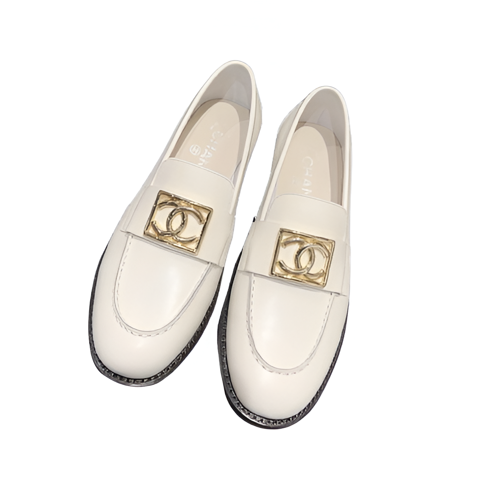 CHANEL Women's Gold CC Logo Loafers