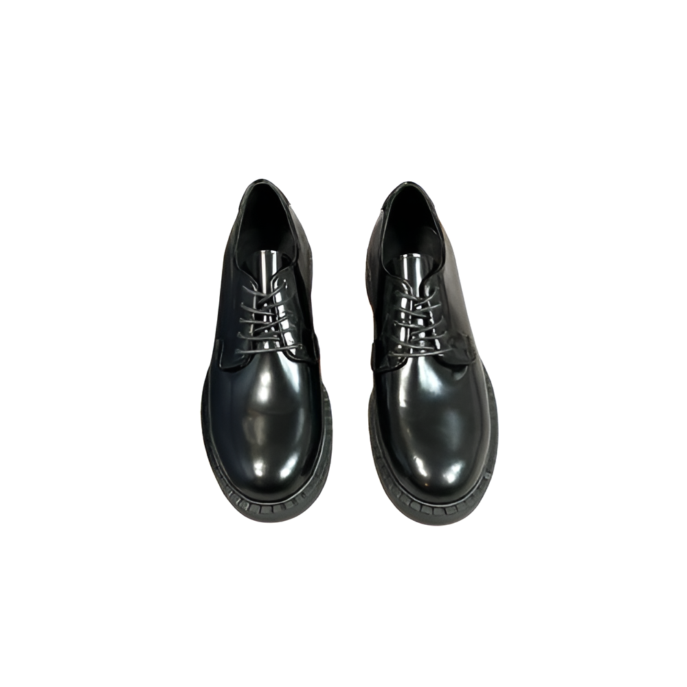 PRADA Men's Black Leather Derby Shoes