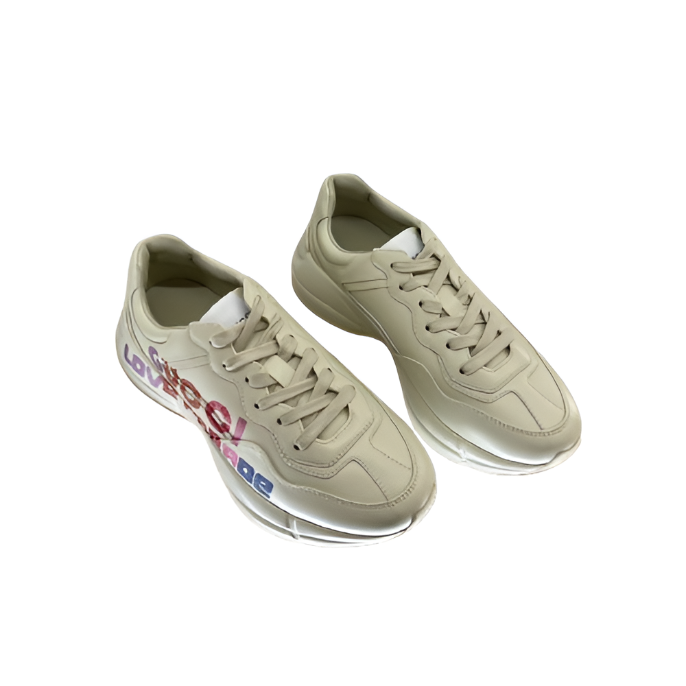 GUCCI Women's Beige Sneakers with Love Parade Graphic