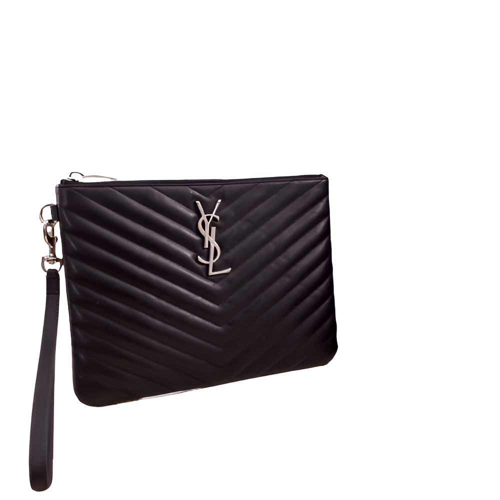 YSL Black Quilted Leather Clutch