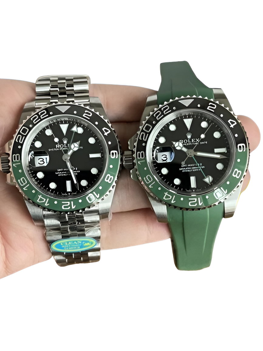 Rolex GMT-Master II Green Bezel Stainless Steel Watch (Jubilee & Rubber Strap Options)
