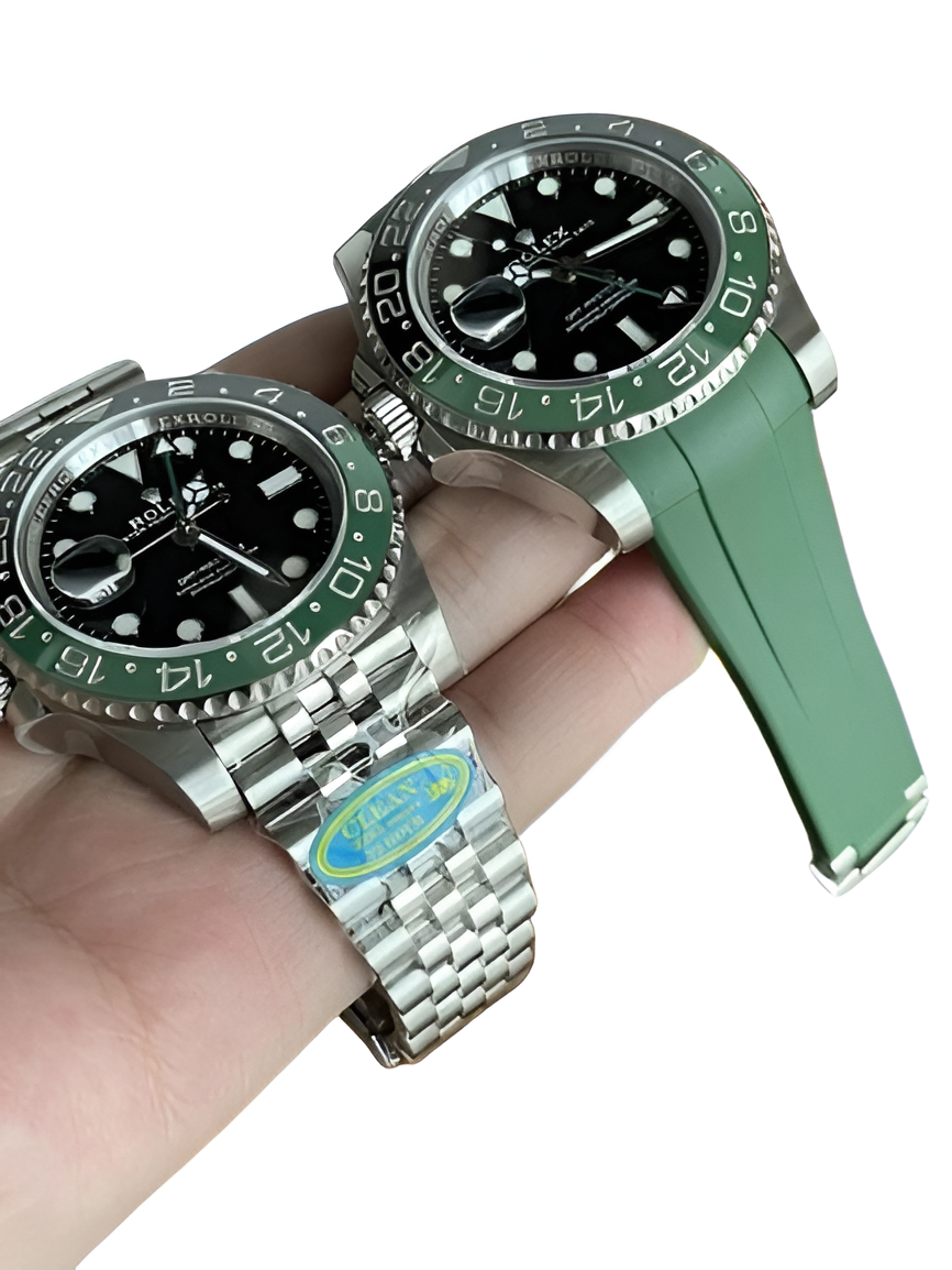 Rolex GMT-Master II Green Bezel Stainless Steel Watch (Jubilee & Rubber Strap Options)