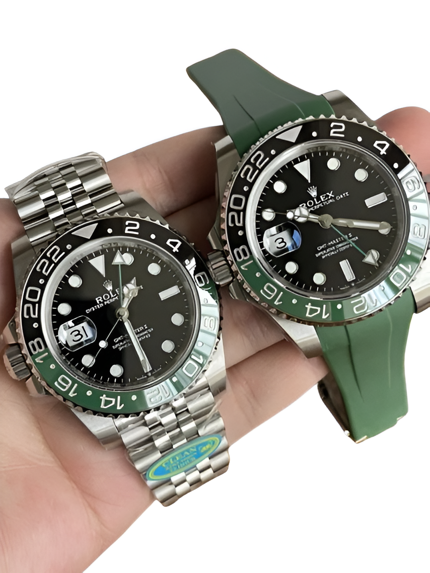 Rolex GMT-Master II Green Bezel Stainless Steel Watch (Jubilee & Rubber Strap Options)