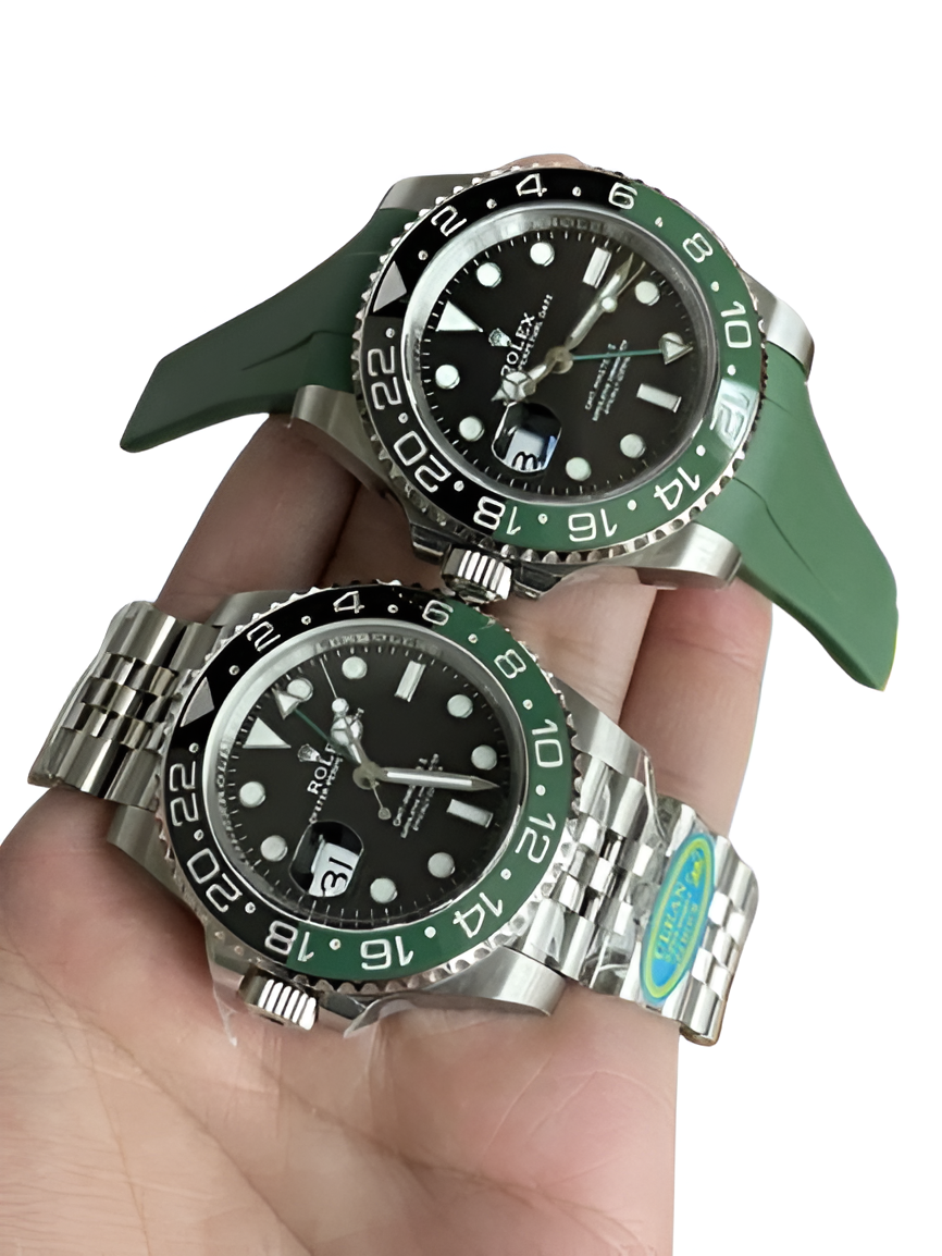 Rolex GMT-Master II Green Bezel Stainless Steel Watch (Jubilee & Rubber Strap Options)