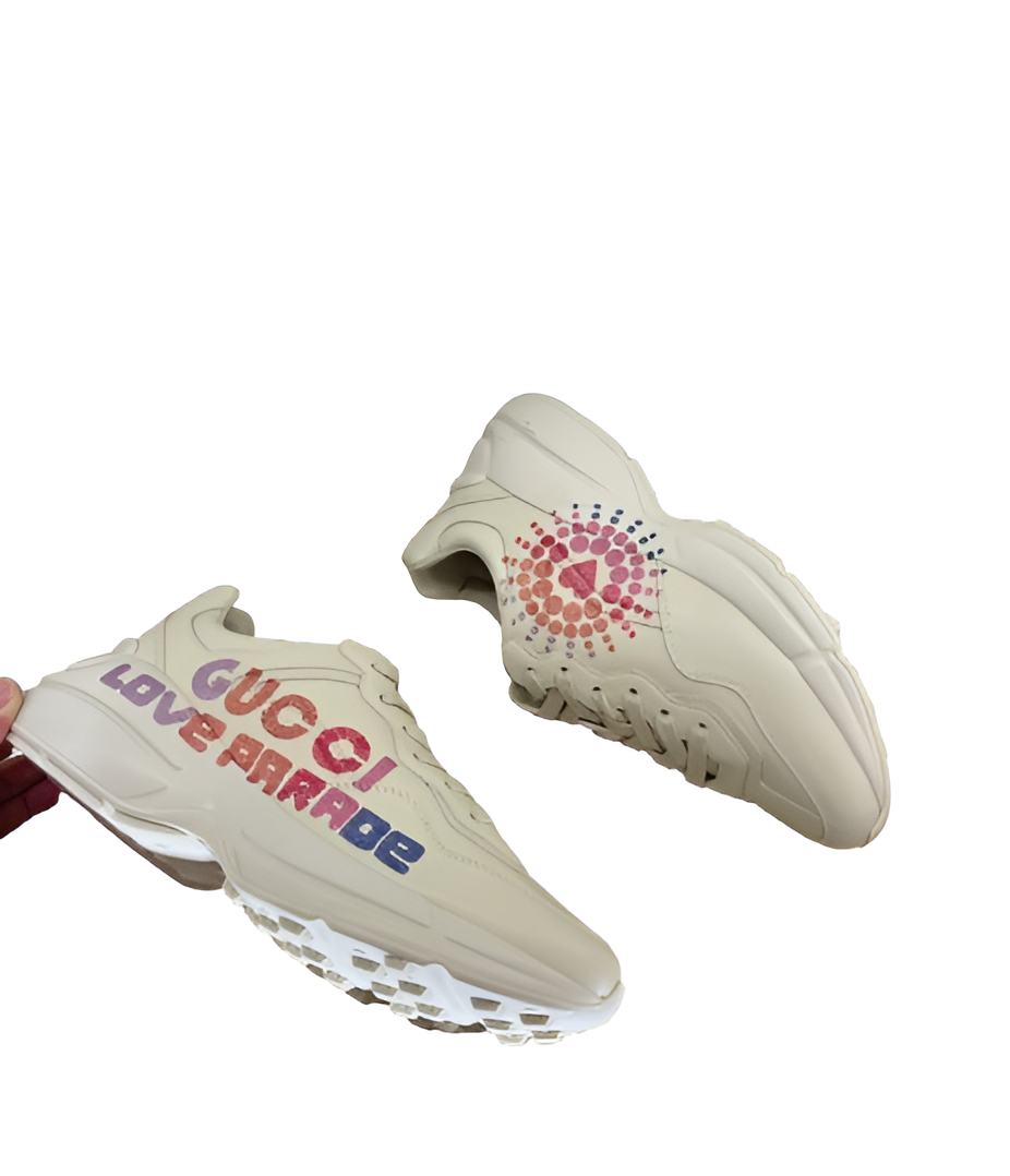 GUCCI Women's Beige Sneakers with Love Parade Graphic