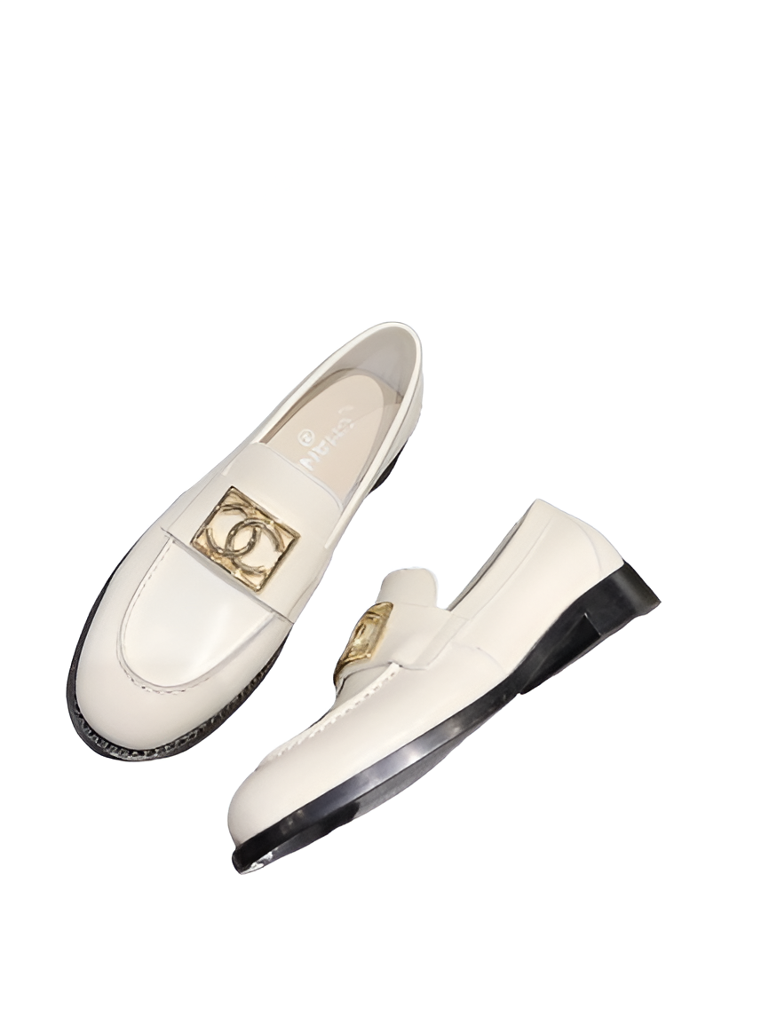 CHANEL Women's Gold CC Logo Loafers