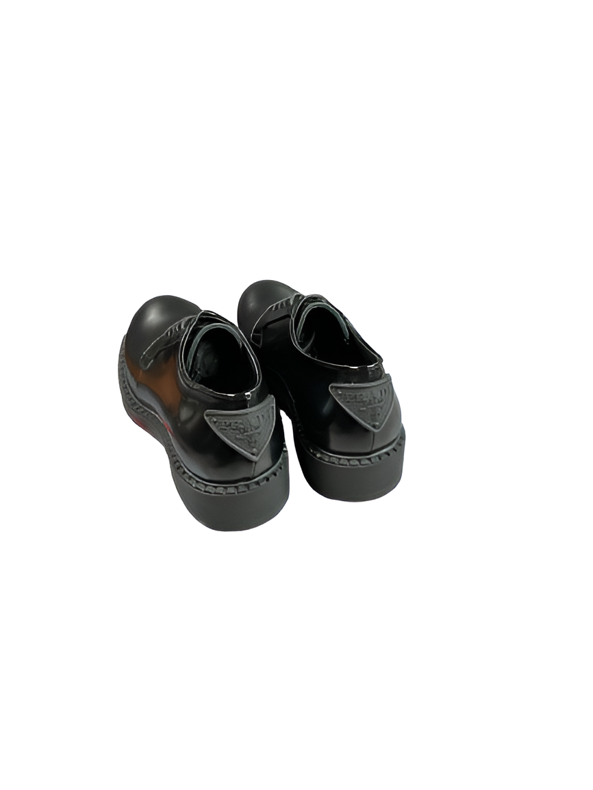 PRADA Men's Black Leather Derby Shoes
