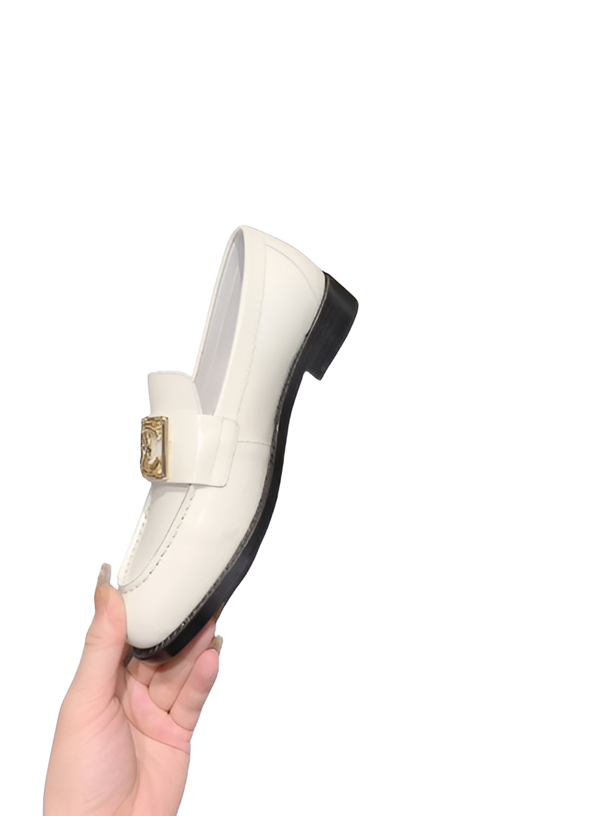 CHANEL Women's Gold CC Logo Loafers