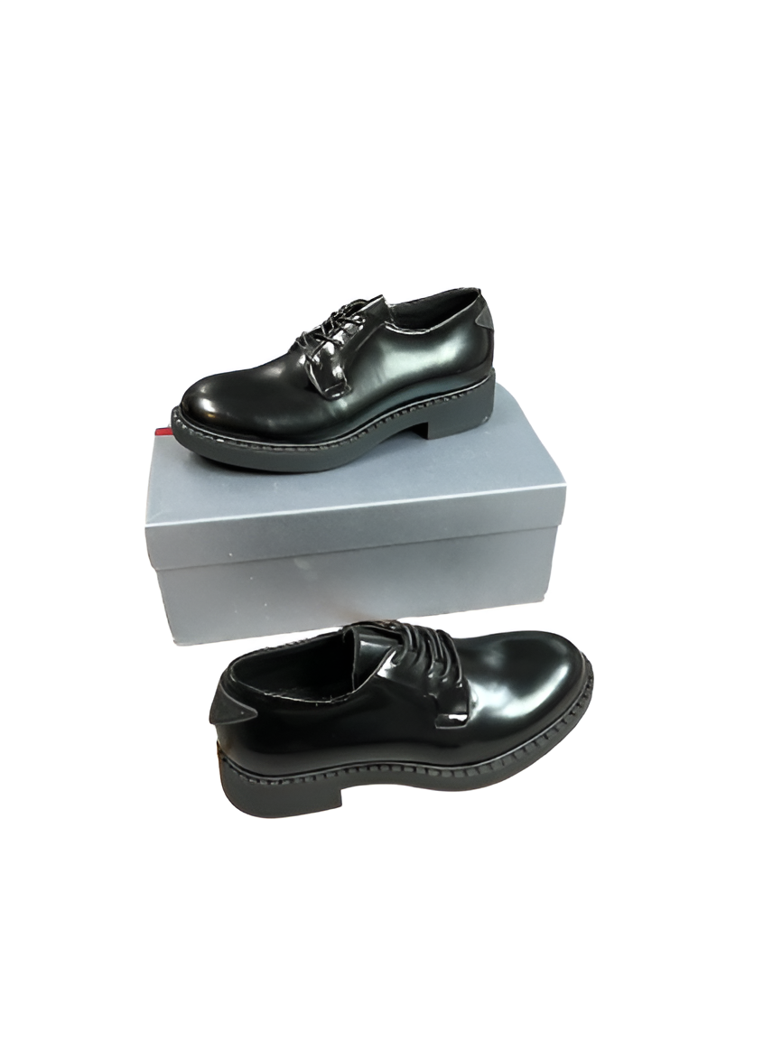 PRADA Men's Black Leather Derby Shoes