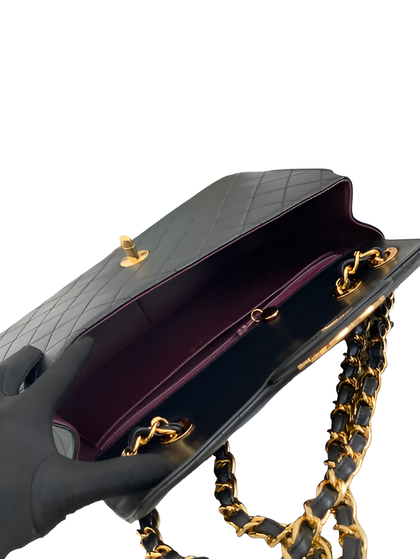 Chanel-Inspired Black Quilted Flap Shoulder Bag