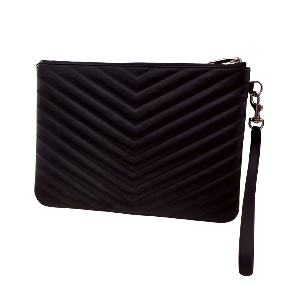 YSL Black Quilted Leather Clutch